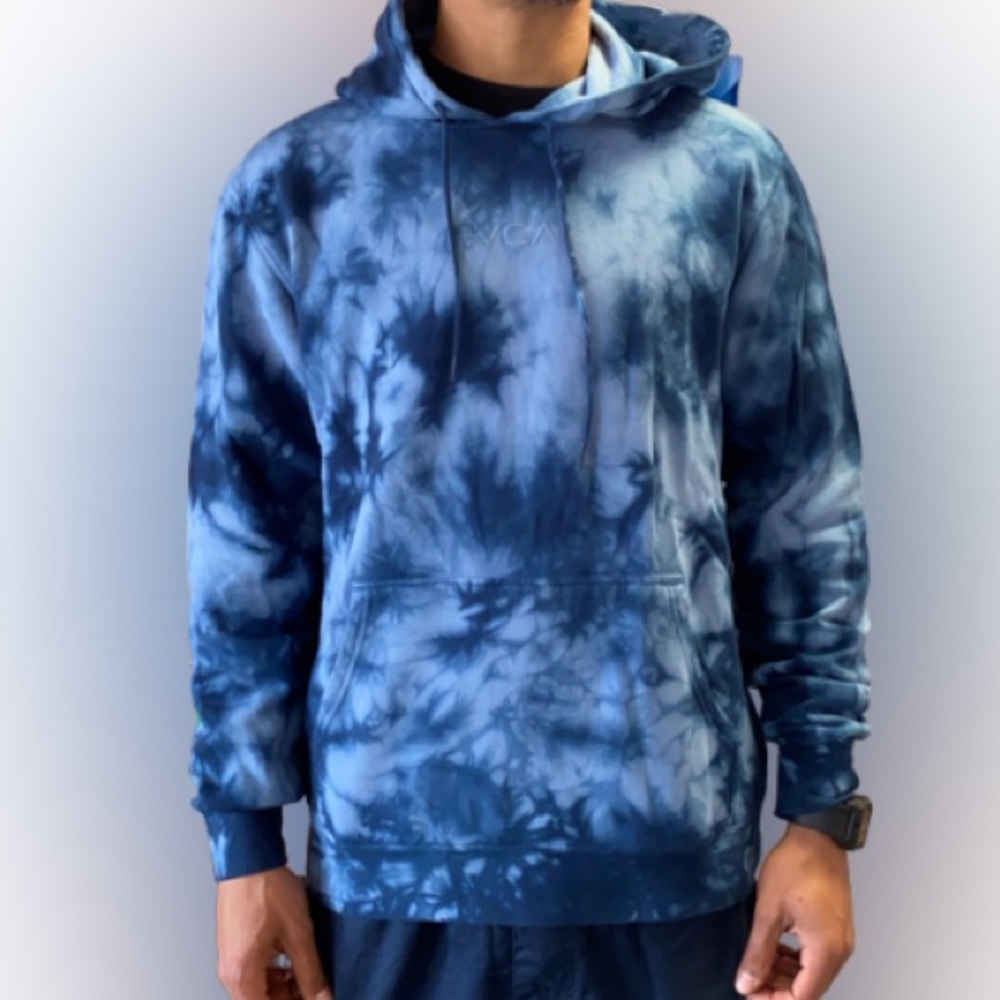 RVCA Navy & Light Blue Tie-Dye Pullover Hoodie